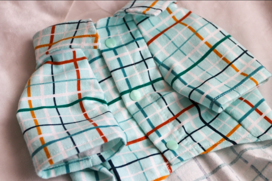 Blue Plaid Dog PJ