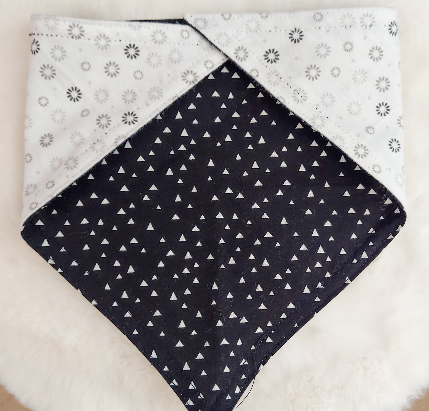 Limited Quantity Black White Triangles Dog Bandana