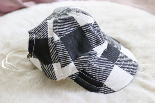 Black/ Grey Plaid Dog Cap