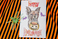 Mini Yorkie Halloween Watercolor Painting
