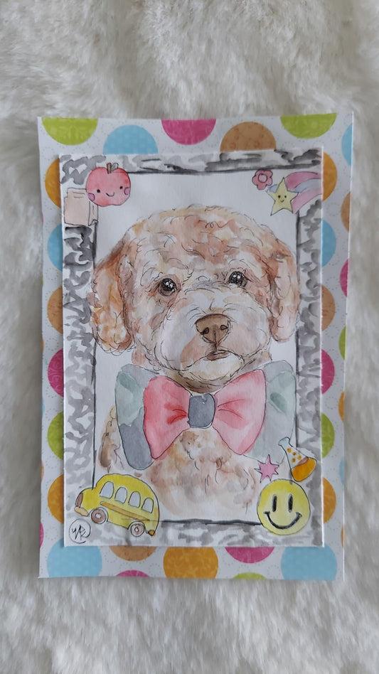 Bark to School Watercolor Painting