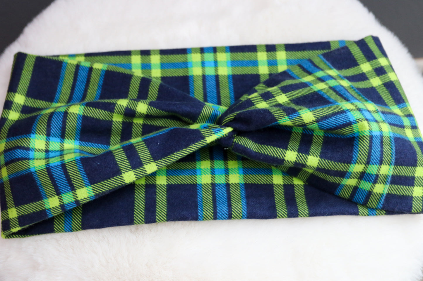 Aqua Meadow Plaid Dog Infinity Scarf