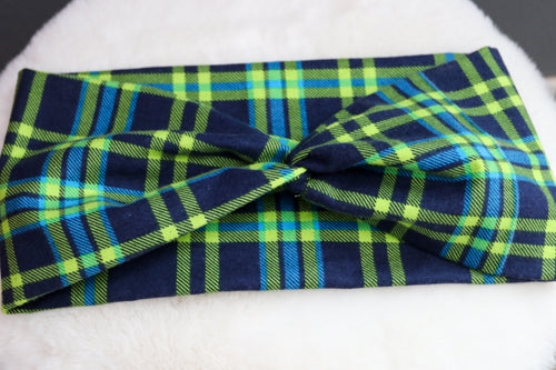 Aqua Meadow Plaid Dog Infinity Scarf