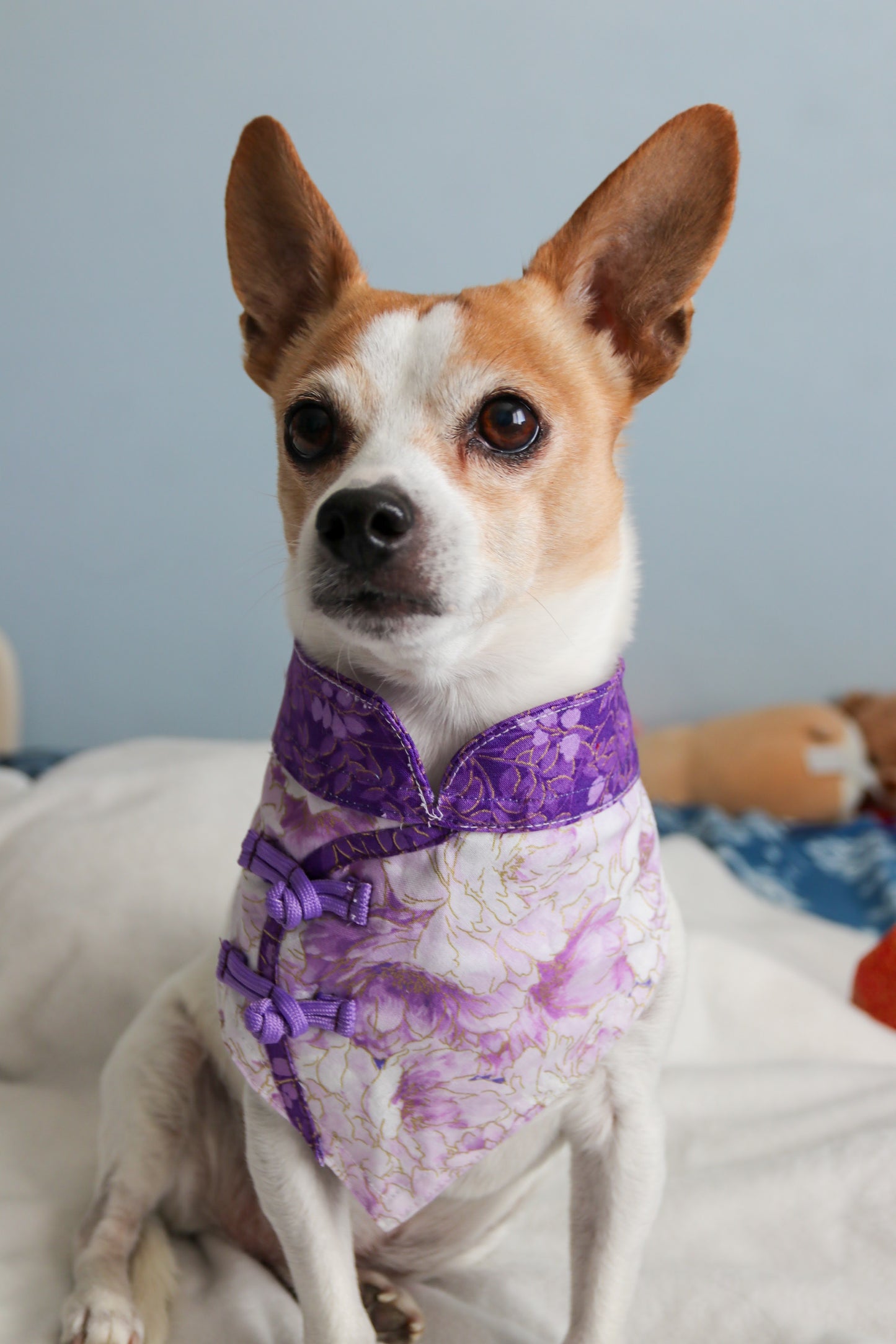 Purple Floral Ao Dai Dog Bandana