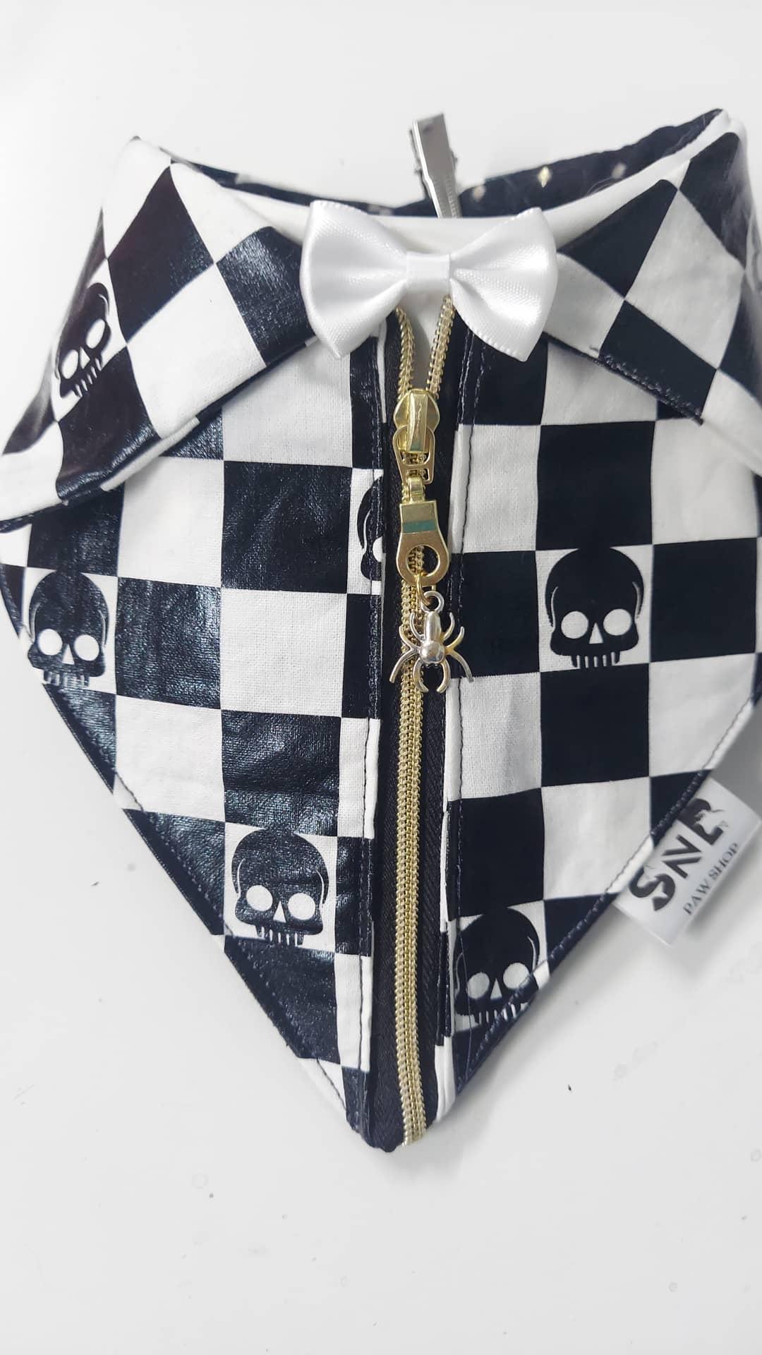 Checkered Skulls Dog Bandana