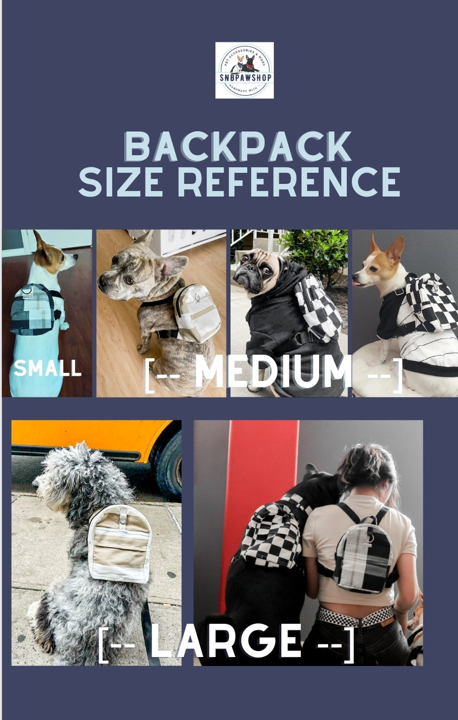 Black Checkered Dog/Human Backpack