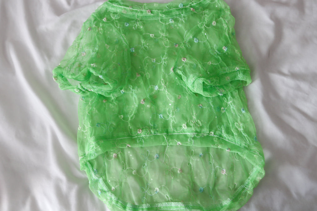 Green Floral Mesh Shirt