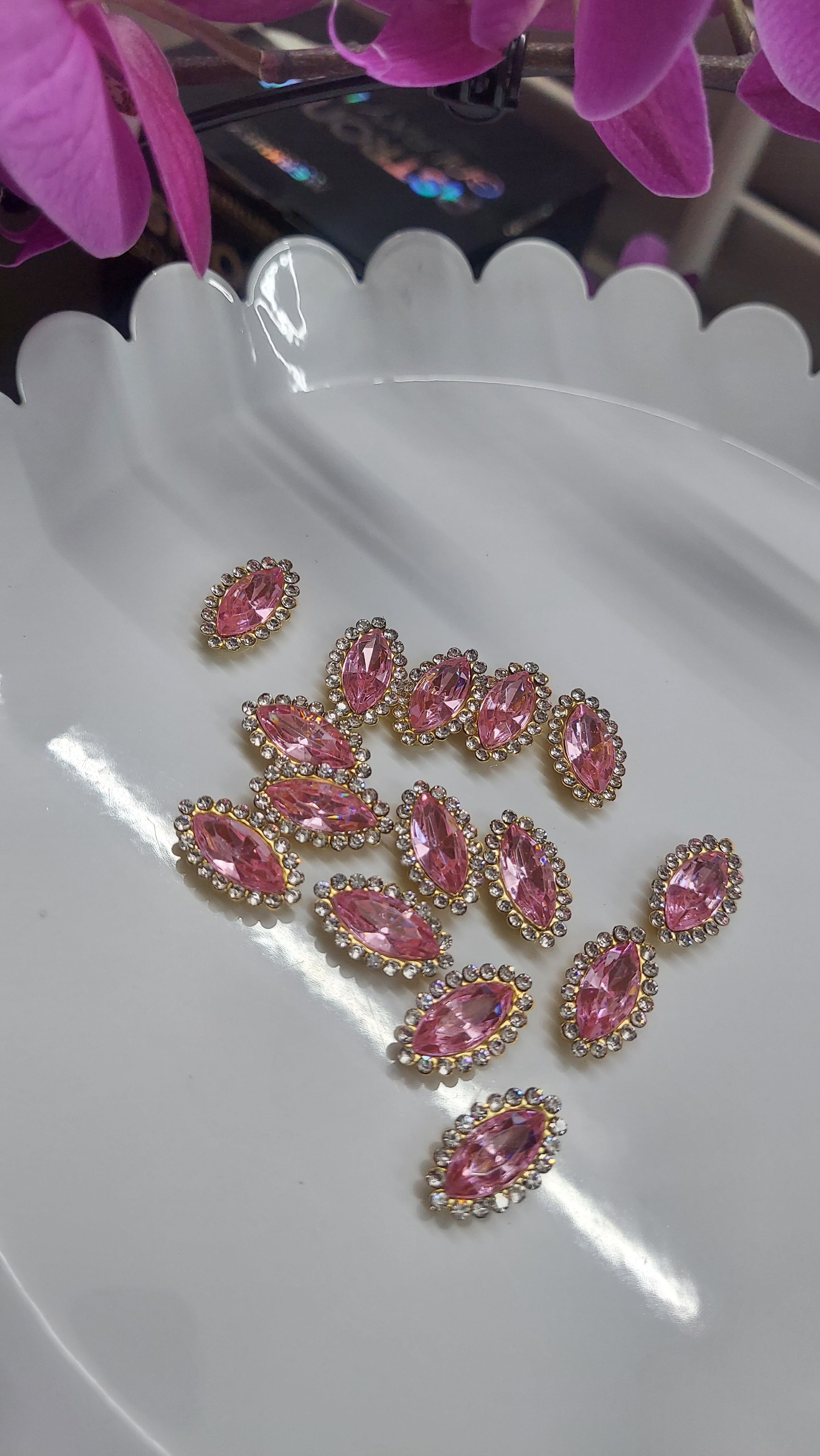 Pink Oval Gems/ Charms