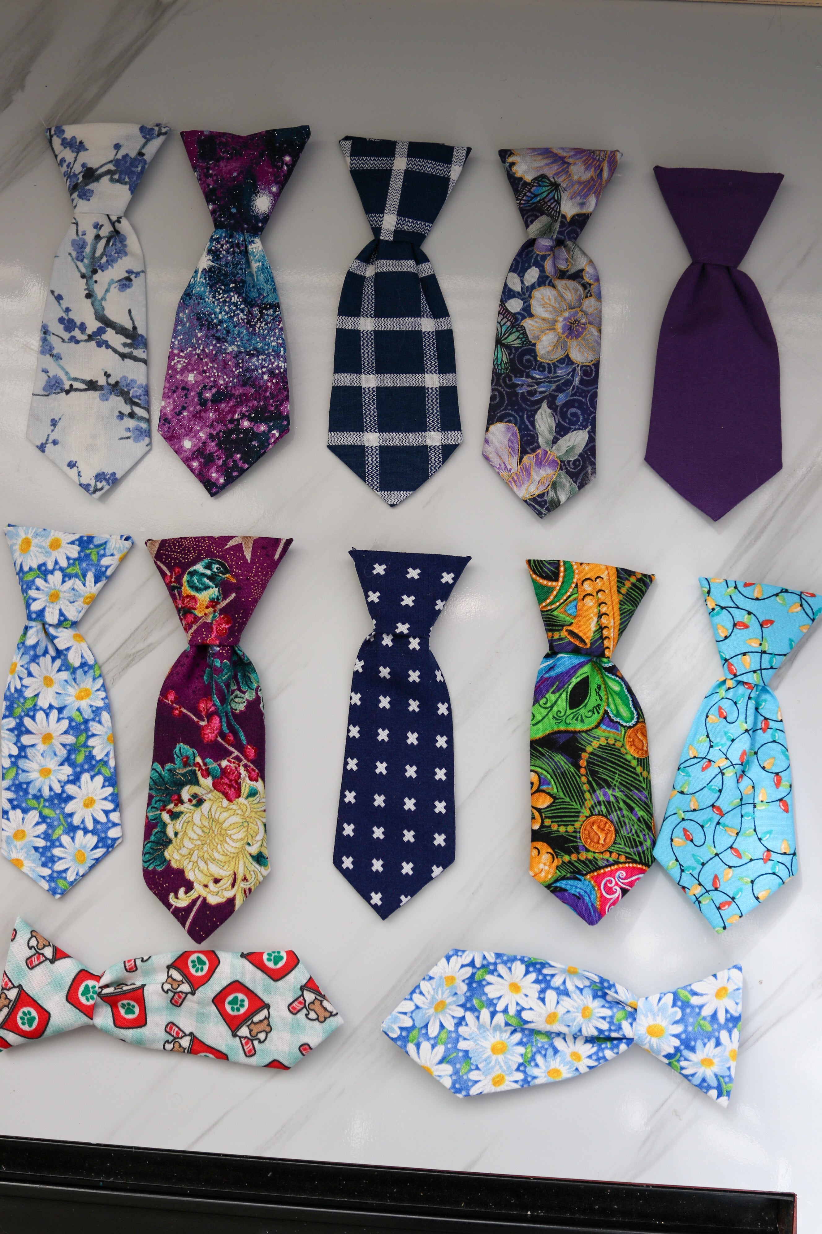 SMALL Pet Neck Ties -Blue/Purple