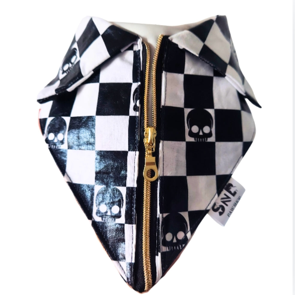 Checkered Skulls Dog Bandana