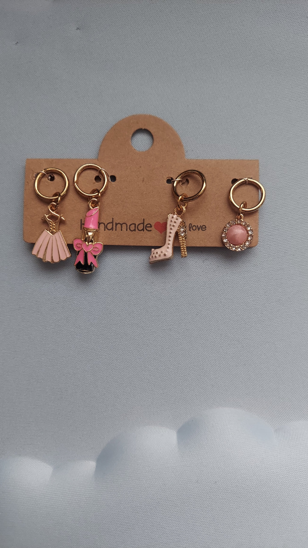 Pink Dress, Heels, Lipstick Shoe/Bag/Earring Charm