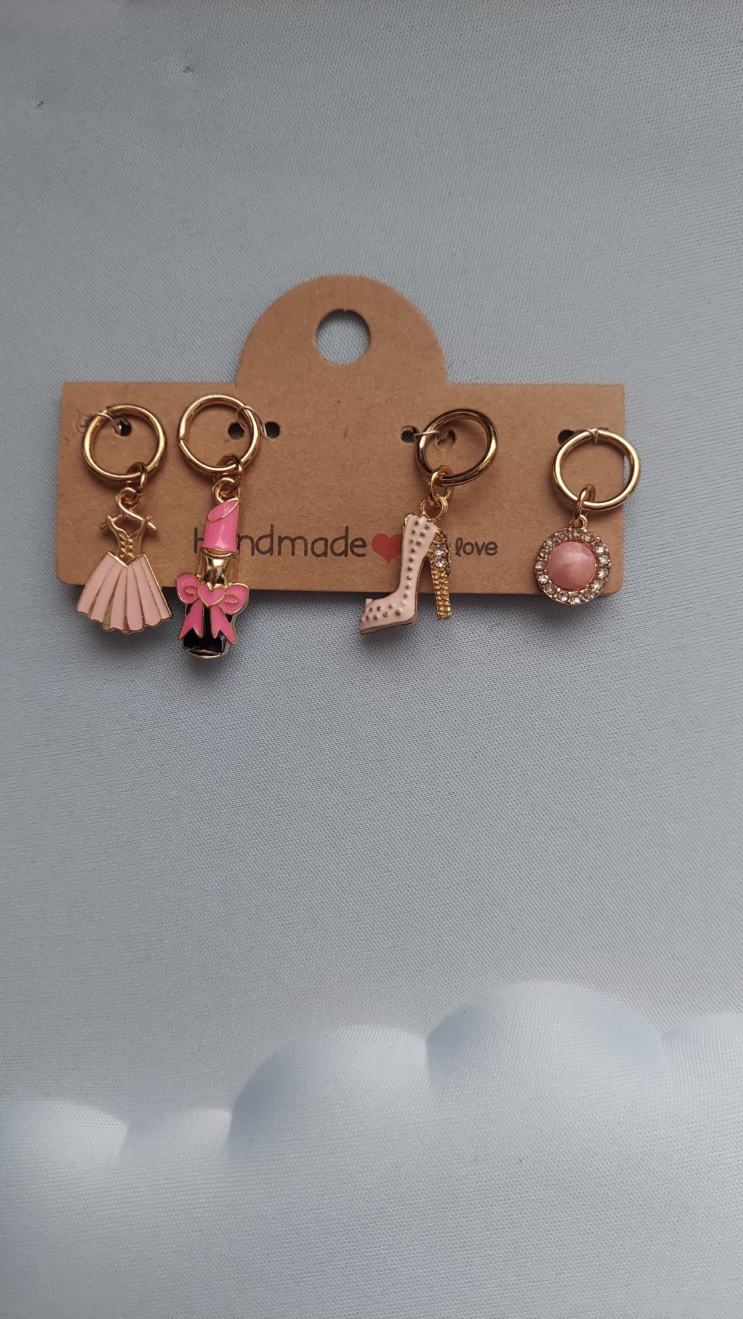 Pink Dress, Heels, Lipstick Shoe/Bag/Earring Charm