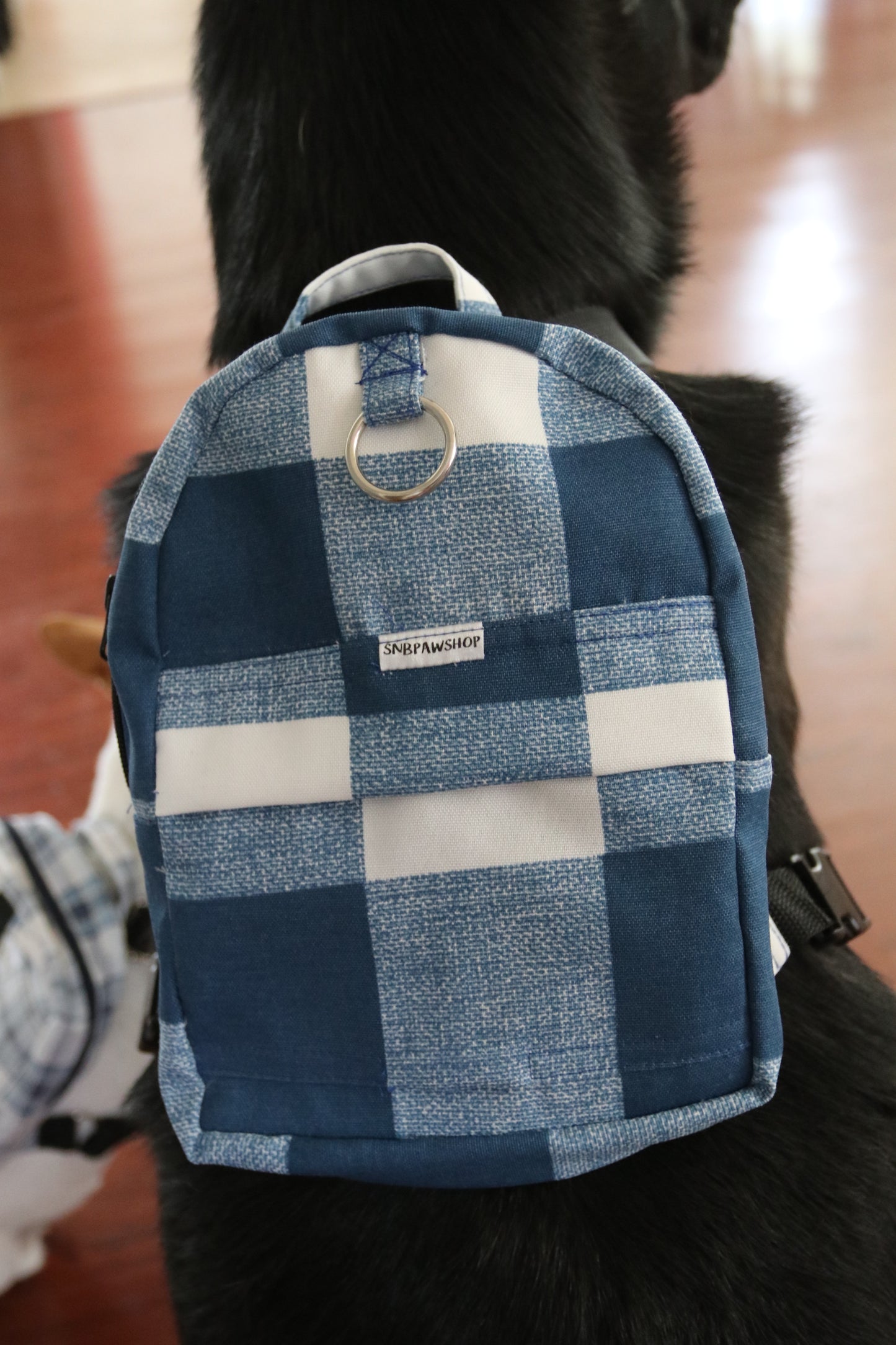 Blue Plaid Dog/Human Backpack