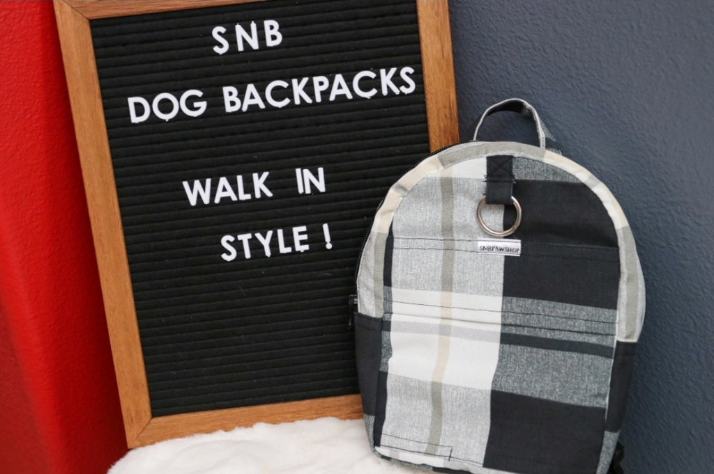 Grey Plaid Dog/Human Backpack