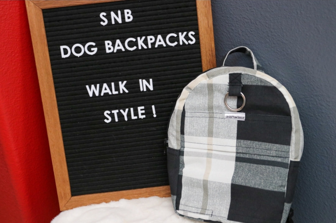 Grey Plaid Dog/Human Backpack