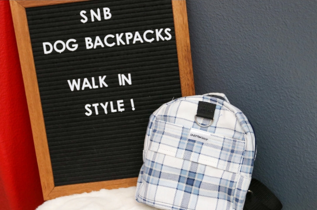 Baby Blue Plaid Dog/Human Backpack