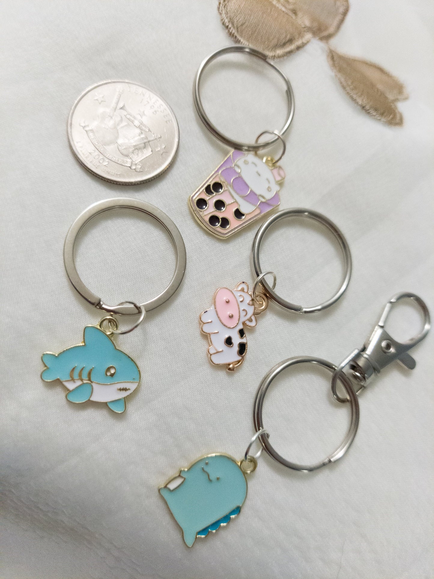 Mini Charm Tags/Shark/Cow/Boba Cat/Dinosaur