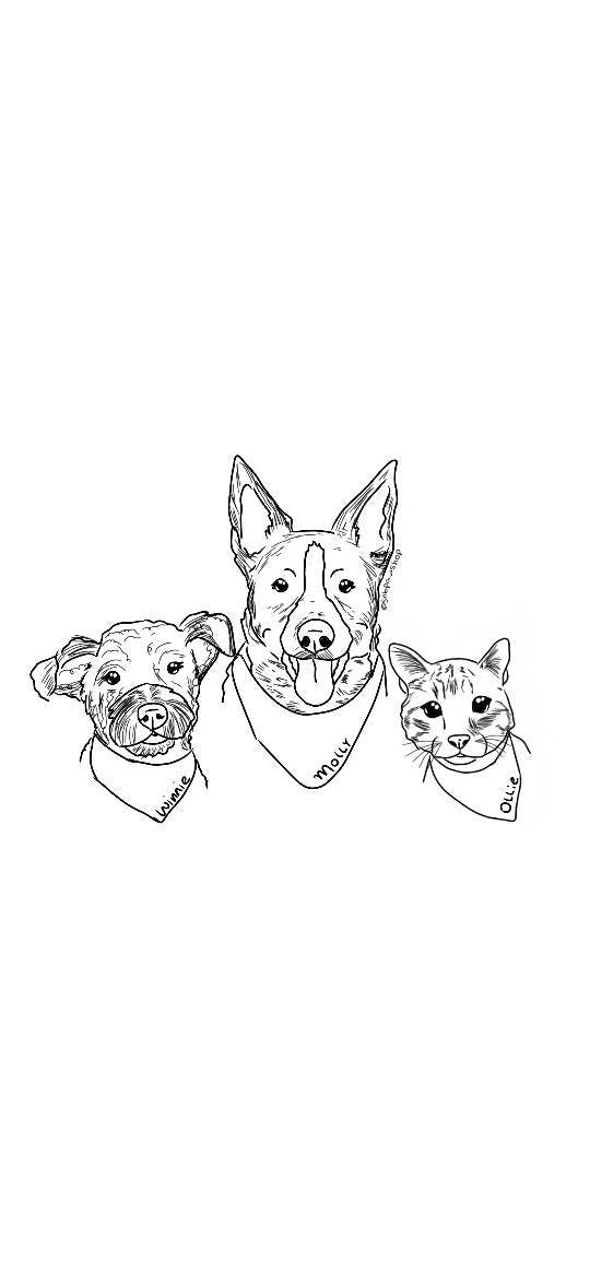 Digital Custom Dog Portrait/ Pet Portrait/ Line Drawing Dog Portrait