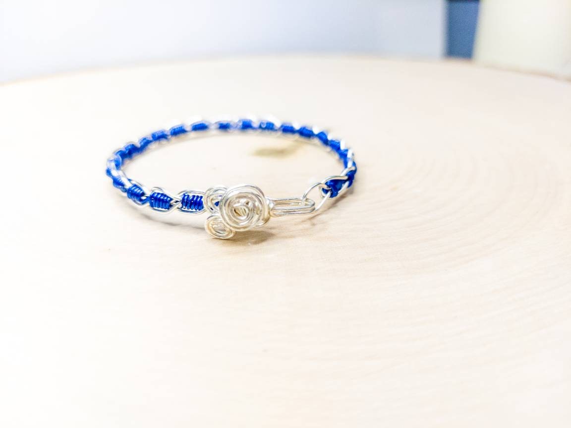 Blue Wire Beaded Bracelets