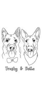 Digital Custom Dog Portrait/ Pet Portrait/ Line Drawing Dog Portrait