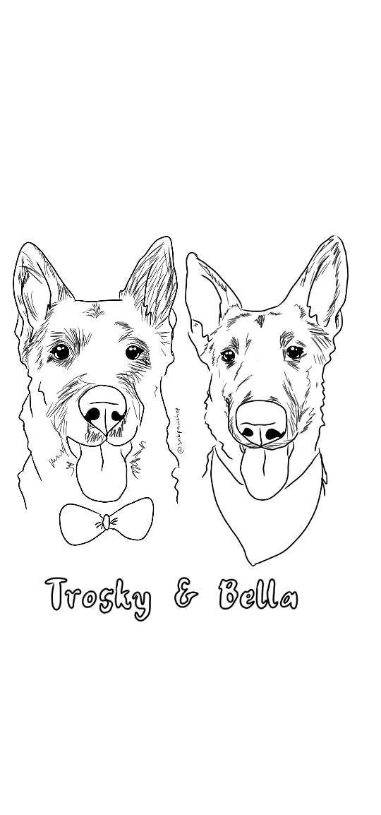 Digital Custom Dog Portrait/ Pet Portrait/ Line Drawing Dog Portrait