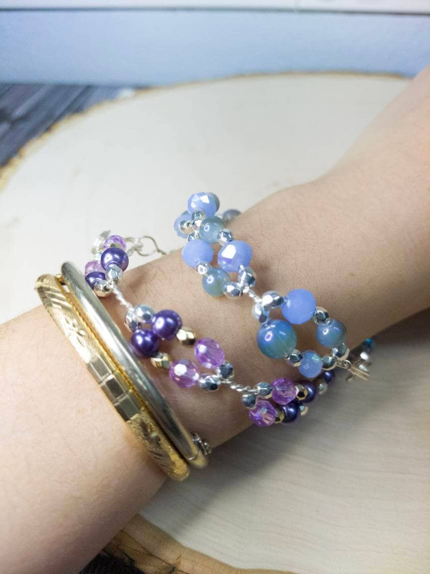 Blue Wire Beaded Bracelets